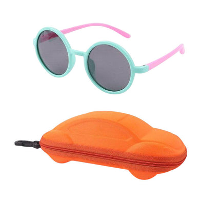 Round Polarized UV 400 Protected Children's Sunglasses & Case