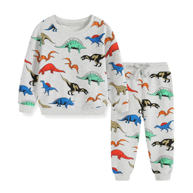 Dinosaur Design Sweatshirt and Sweatpants Set