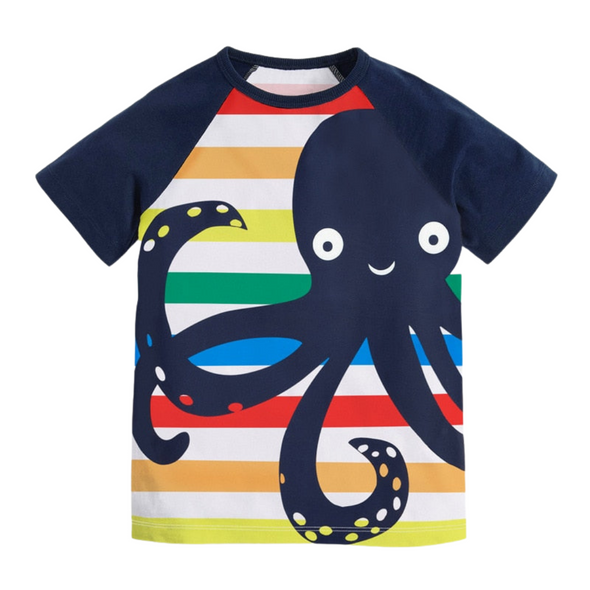 Octopus Print Tee & Shorts Set