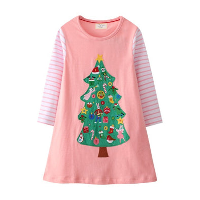 Christmas Tree Design Long-sleeve Dress