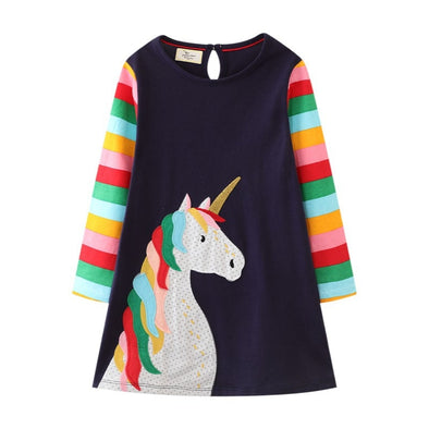 Unicorn Design Long-sleeve Dress