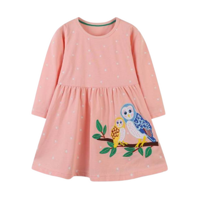 Owl Design Long-sleeve Dress