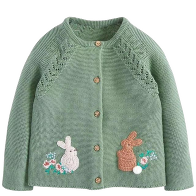 Rabbit Design Button Front Sweater