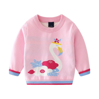 Swan Design Pullover Sweater