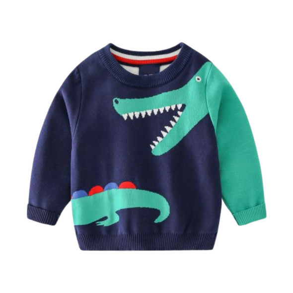 Alligator Design Pullover Sweater