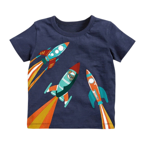 Space Rocket Print Tee & Shorts Set