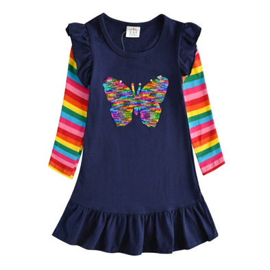 Butterfly Design Long-sleeve Dress