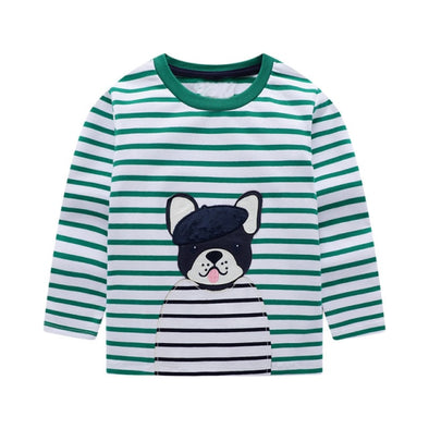 Striped Puppy Long-sleeve Tee