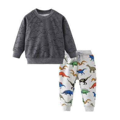 Fun Dinosaur Print Sweatshirt and Sweatpants Set