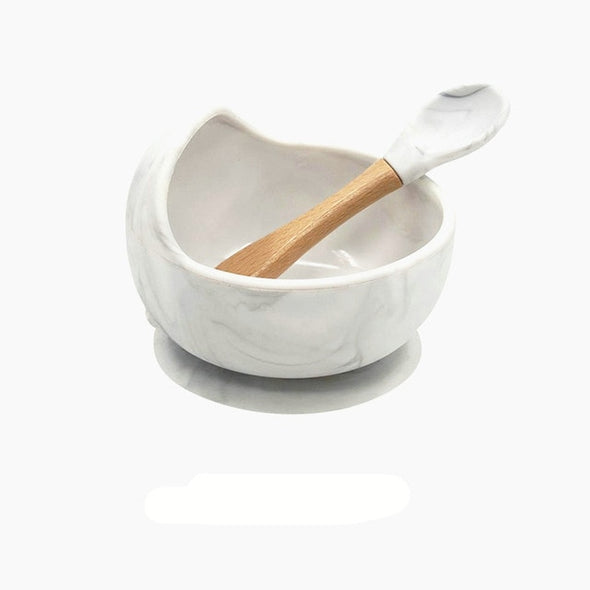 Non-Slip Suction Baby Feeding Bowl & Natural Wooden Spoon
