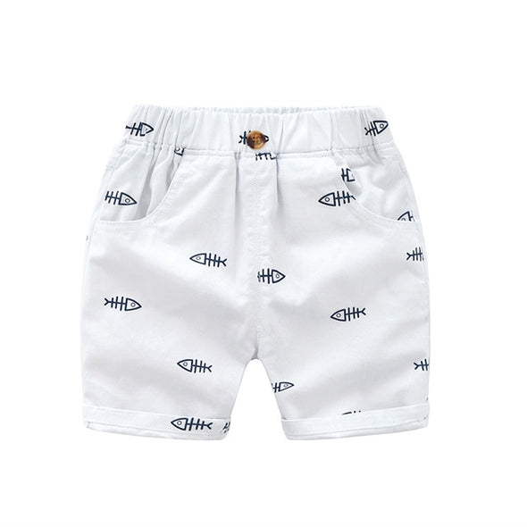 Fish & Boat Print Chino Pull-on Shorts
