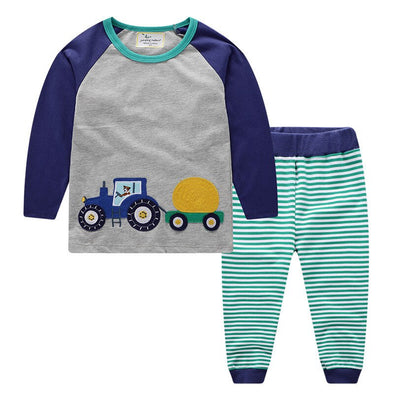 Tractor Design Long-sleeve Tee & Pants Set