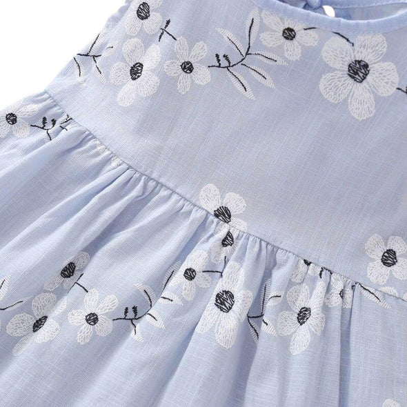 Girl's Flower Print Sleeveless Summer Dress