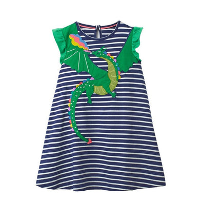 Striped Dragon Design Summer Dress