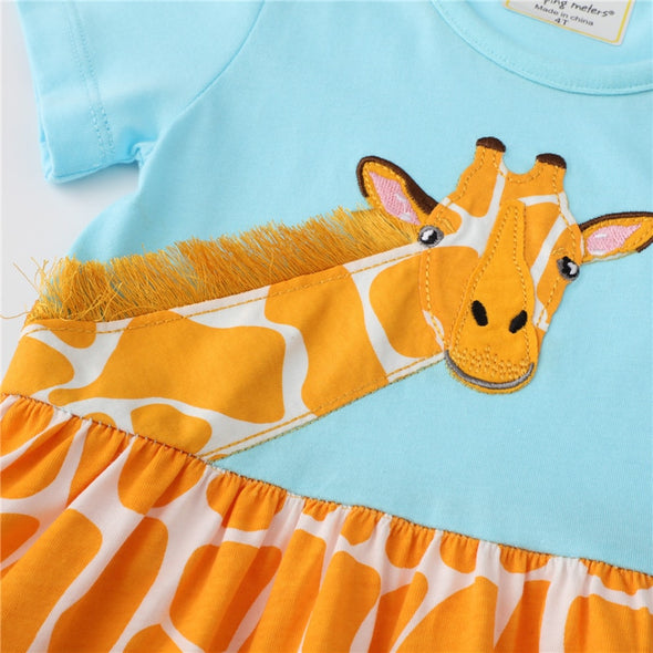 Giraffe Embroidered Print Summer Dress