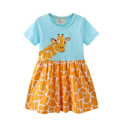 Giraffe Embroidered Print Summer Dress