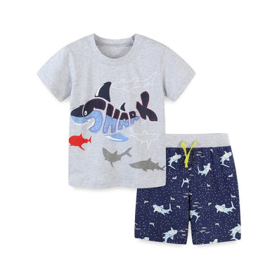 Fun Shark Print Tee & Shorts Set