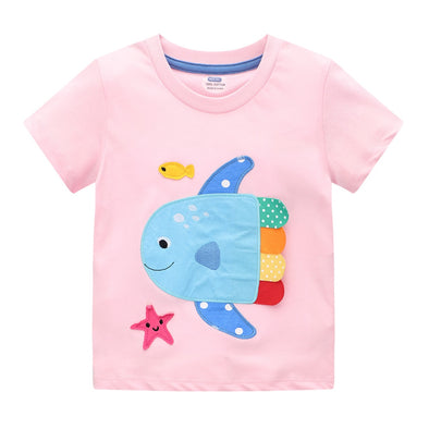 Embroidered Fish Design Summer Tee