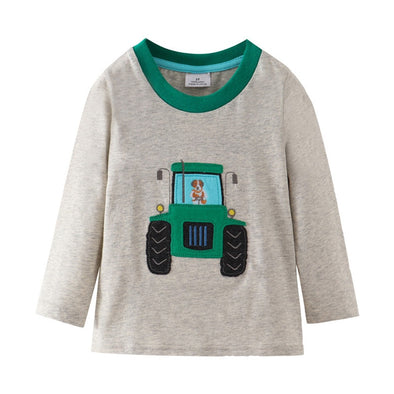 Embroidered Tractor Long-sleeve Tee