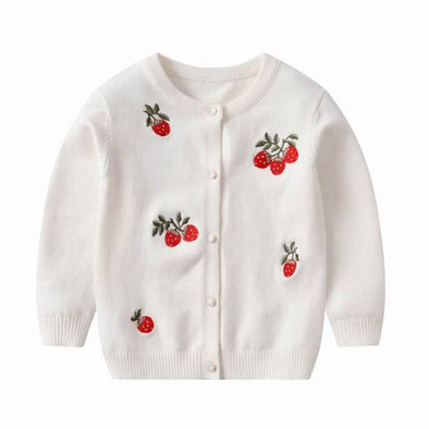 Strawberry Design Button Front Sweater