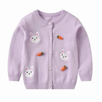 Rabbit Design Button Front Sweater