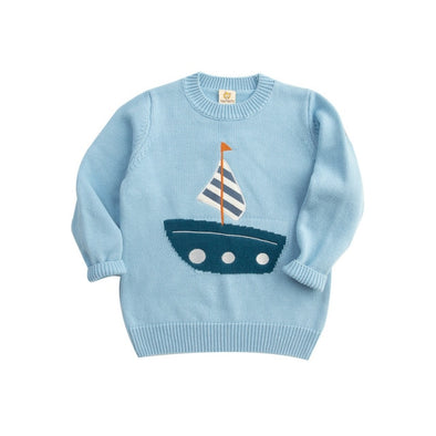 Sailboat Design Pullover Sweater