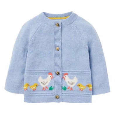 Chicken Design Button Front Sweater