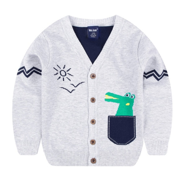 Alligator Design Button Front Sweater