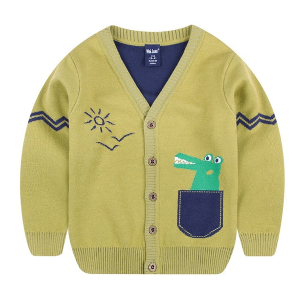Alligator Design Button Front Sweater