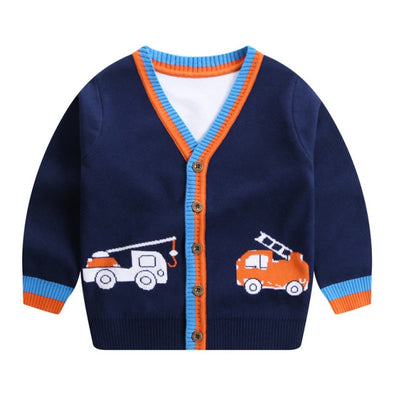 Truck Design Button Front Sweater