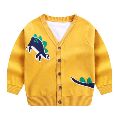 Dinosaur Design Button Front Sweater