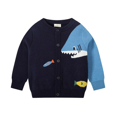 Shark Design Button Front Sweater