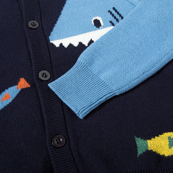 Shark Design Button Front Sweater