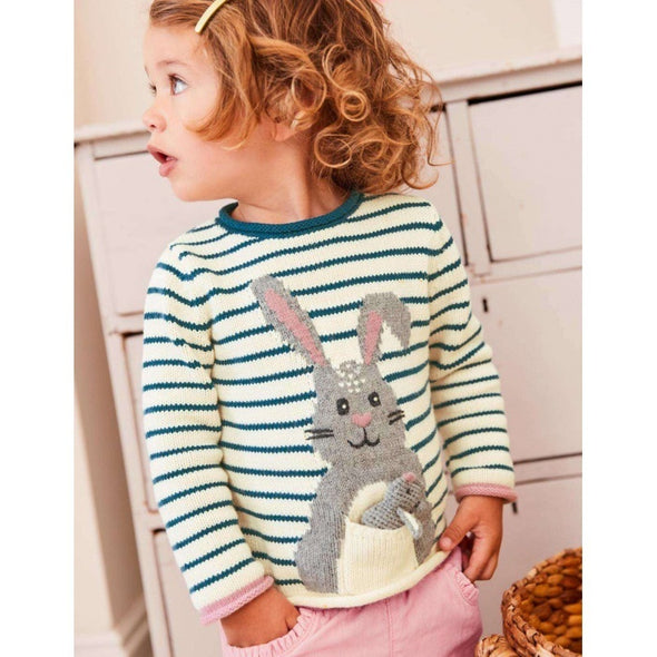 Striped Bunny Pullover Sweater