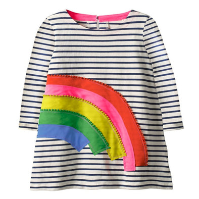 Striped Rainbow Design Long-sleeve Tunic Dress